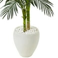 thumbnail image 2 of 54" Golden Cane Palm Artificial Tree in White Oval Planter in Green/White, 2 of 5