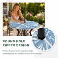 thumbnail image 4 of Round Outdoor Tablecloth with Umbrella Hole and Zipper, Blue Monstera Deliciosa Tablecloth with Elastic Waterproof, Summer Botanical Tropical Patio Table Covers for 45" - 54" Picnic Pool Tables, 4 of 9