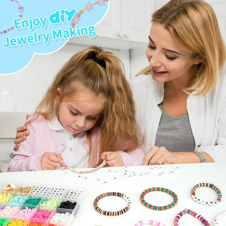 HongKeJi DIY Bracelet Making Kit for Girls Cute Necklace Maker with Charms Clay Beads Friendship Bracelets DIY Arts and Crafts Gifts for Kids Age