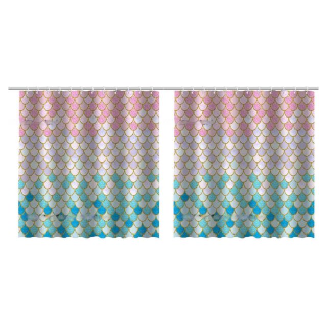 Cateissary Poliéster Transformar Baño Impresionante Básculas de sirena Cortina de ducha Higiénica Secado rápido debajo Type3 NO3