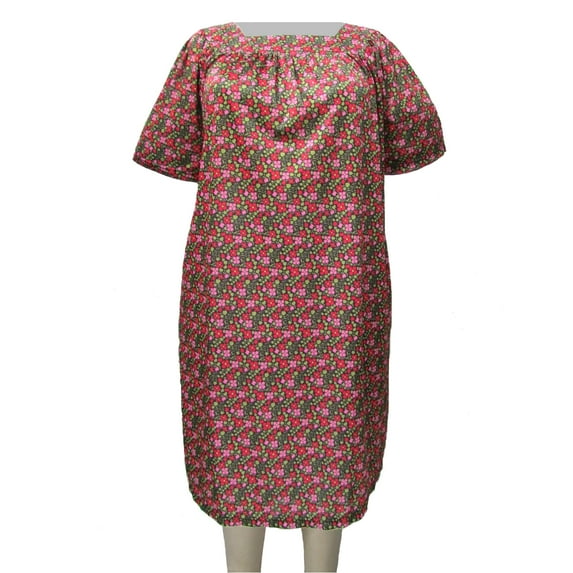 A Personal Touch Women's Plus Size Square Neck Lounging Dress - Flowering Garden - 4X