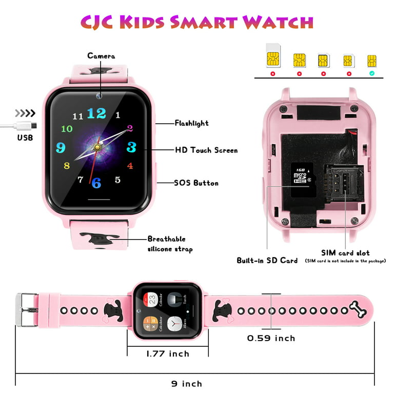 Kids Watches for Girls Ages 5-7, Smart Watch for Kids Toys with Camera  Music Player Games Pedometer 1.54 HD Touch Screen Educational Toys  Christmas