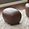 thumbnail image 6 of 23" Wide Faux Leather Upholstered Ottoman, Mid-Century Modern Living Room Footrest with Soft Padded Seat, Footstool for Bedroom, Entryway or Living Room, Dark Brown, 6 of 12