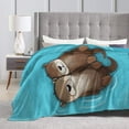 thumbnail image 4 of Sea Otter Blanket Gifts For Kids Adults - Lightweight Throw Blanket For Bedroom Living Room Decor Soft Fuzzy Fleece Cozy Plush Bed Couch 80"X60", 4 of 7