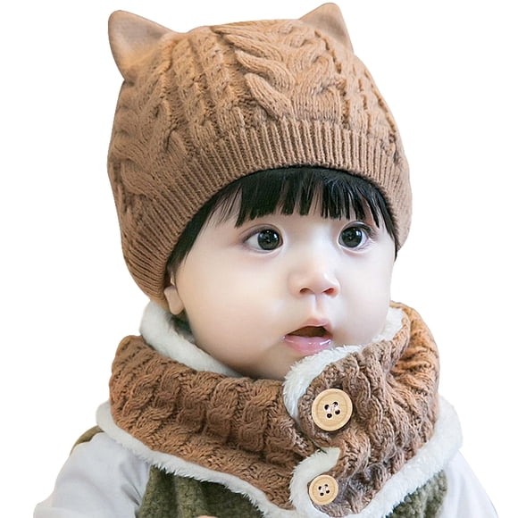 Set de gorro y bufanda Bienvenu con forro polar para bebés de 1 a 3 años