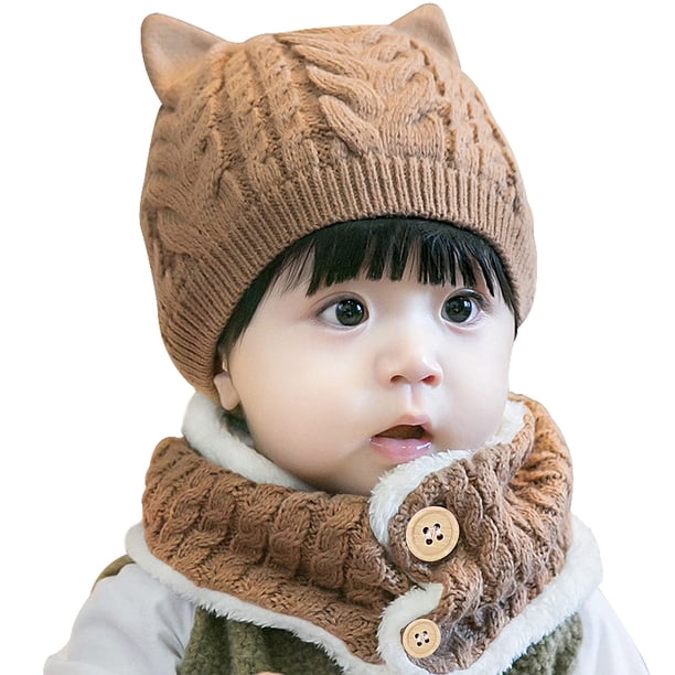 Set de gorro y bufanda Bienvenu con forro polar para bebés de 1 a 3 años