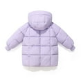 thumbnail image 4 of Riecok Hooded Puffer Jacket Kids with Pocket Long Sleeve Zip up Solid Color Winter Warm Casual Outwear Purple 6 Years, 4 of 4