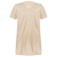 thumbnail image 3 of Venjoe Men's Night Shirt Short Sleeve Nightgowns Satin V Neck Sleep Nightshirt Sleepwear Loungewear Light Apricot XL, 3 of 7