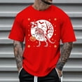thumbnail image 2 of Mens T Shirts Halloween Dinosaur Skeleton Printed Casual Short Sleeve Tees Crew Neck Comfortable Breathable Men Shirts Red L, 2 of 4