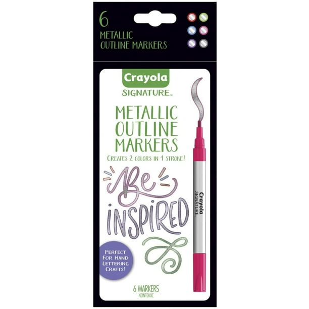 Marcadores de pintura Crayola Metallic Outline colores surtidos suministros de arte paquete de 6