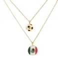 thumbnail image 1 of Cyra | Collar Doble para Mujer con Dijesde Bandera de México y balón Fabricado en Chapa de Oro y esmaltado, Color Dorado, 1 of 4