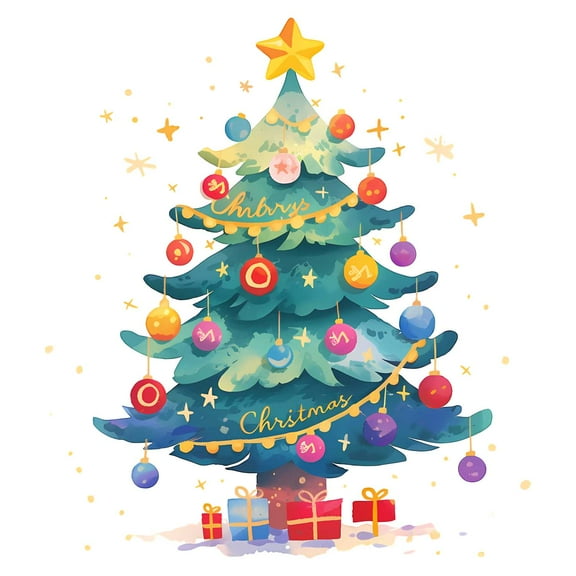 SkyOlla Santa Claus with Tree & Gifts Wall Sticker – Merry Christmas Vinyl Wall Mural for Bedroom, Home, Office & Shop – Peel & Stick | Pack of 2