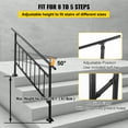 thumbnail image 3 of KFFKFF Outdoor Step Handrail, Suitable for 1-5 Steps, Adjustable Iron Handrail, Exterior Stair Railing with Fence, Handrails for Cement Steps with Assembly Kit, Matte Black, 3 of 9