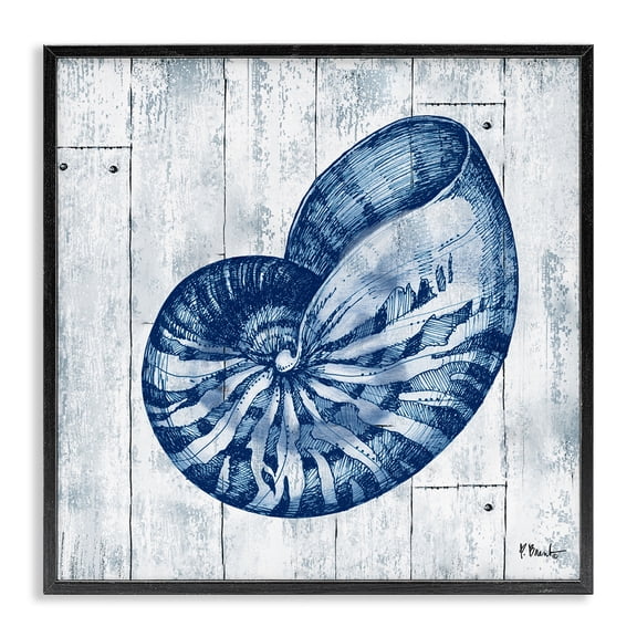 Stupell Industries Rustic Lodge Coastal Timberland Nautilus Black Framed Giclee Art, 12 x 12, by Paul Brent