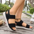 thumbnail image 5 of CQONEPT Sandals for Women Casual Walking Sandal Summer Roman Style Flat Sandals Elastic Strap Comfortable Open Toe Shoes Black 41, 5 of 6