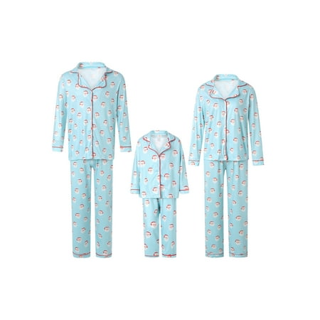 

Gwiyeopda Christmas Family Matching Pajamas Set Santa Claus Print Long Sleeve Tops with Pants