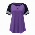 thumbnail image 4 of Kaprioy Womens Summer Tops Summer Short Sleeve Tops for Woman Color Block Casual Striped Crew Neck Tunic Tops, 4 of 5