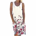 thumbnail image 2 of asdoklhq Plus Size Dresses for Women,Women's Casual Summer Tank Sleeveless Knee Length Pleated Sun Dresses With Poket Print Dress, 2 of 5