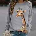 thumbnail image 2 of Puliio Women's Sweatshirts Fashion Giraffe Printing Crewneck Long Sleeve Pullover Sweatshirt Winte Drop Shoulder Casual Hoodie Plus Size Pullover Tops, 2 of 4