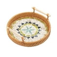 thumbnail image 3 of Woven Rattan Serving Tray Fruit Dessert Tray Multifunctional Decorative Storage Tray Cake Snacks Tray for Party Afternoon Tea Coffee Table Small Multi colors, 3 of 9