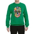 thumbnail image 2 of Wild Bobby Dean Russo Colorful Sugar Skull Streetwear Unisex Crewneck Graphic Sweatshirt, Kelly, X-Large, 2 of 5