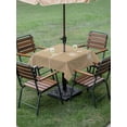 thumbnail image 4 of Outdoor Tablecloth with Umbrella Hole and Zipper, Beige White Floral Waterproof Patio Tablecloth for Dining 54''x54'', Abstract Art Summer Botanical Wipeable Table Cover for Picnic BBQ Party Patio, 4 of 9