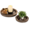 thumbnail image 1 of Bandeja de madera rústica Portavelas - Plato decorativo pequeño Pilar Bandeja de vela Madera para granja Cocina Encimera Mesa de café Organizador Decoración del hogar Centro de mesa de boda, 2 piezas Zhivalor CZMR-ZC296-3, 1 of 7