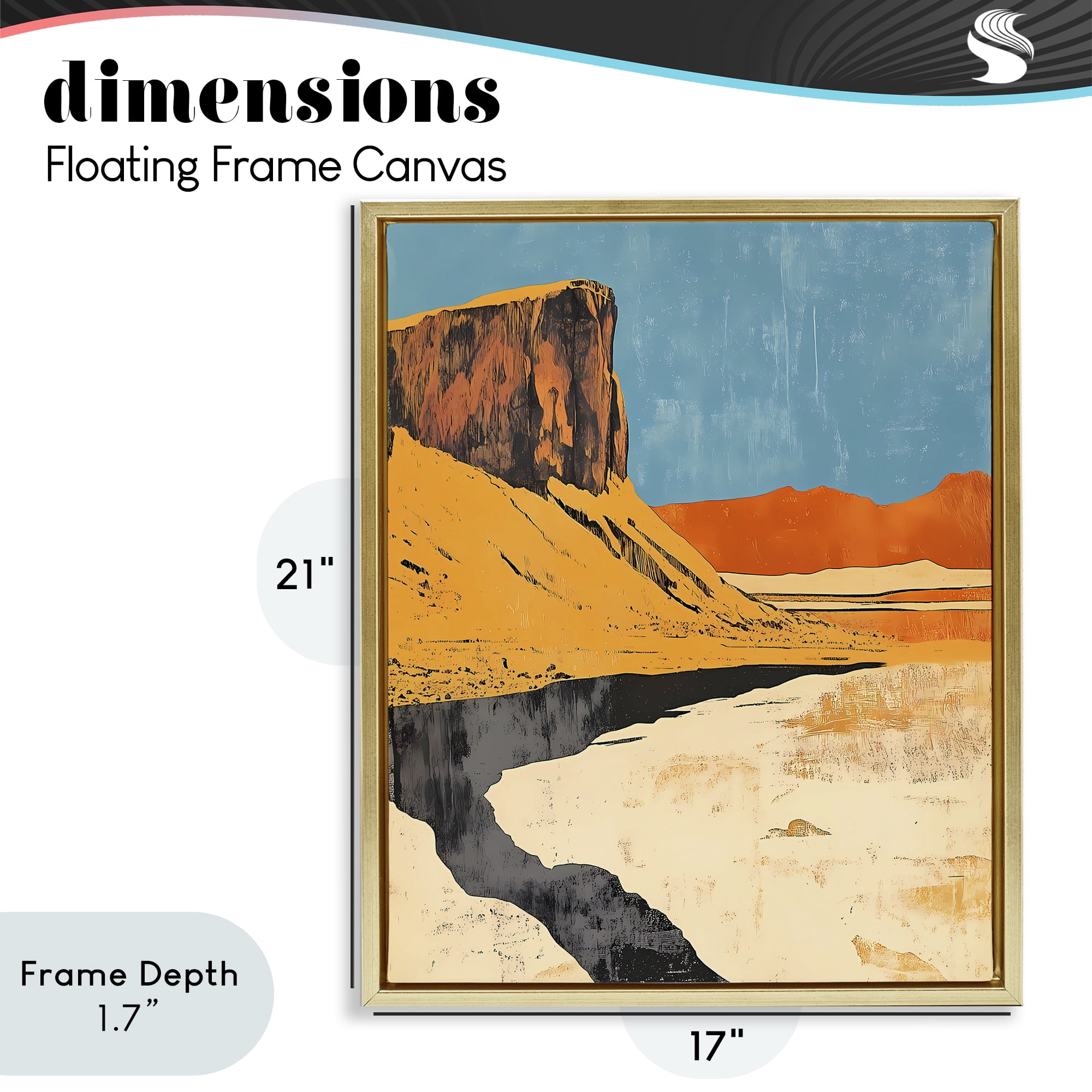 Stupell Industries Canyon Pass Pathway Gold Framed Floater Canvas Wall Art, design by Walker Noble