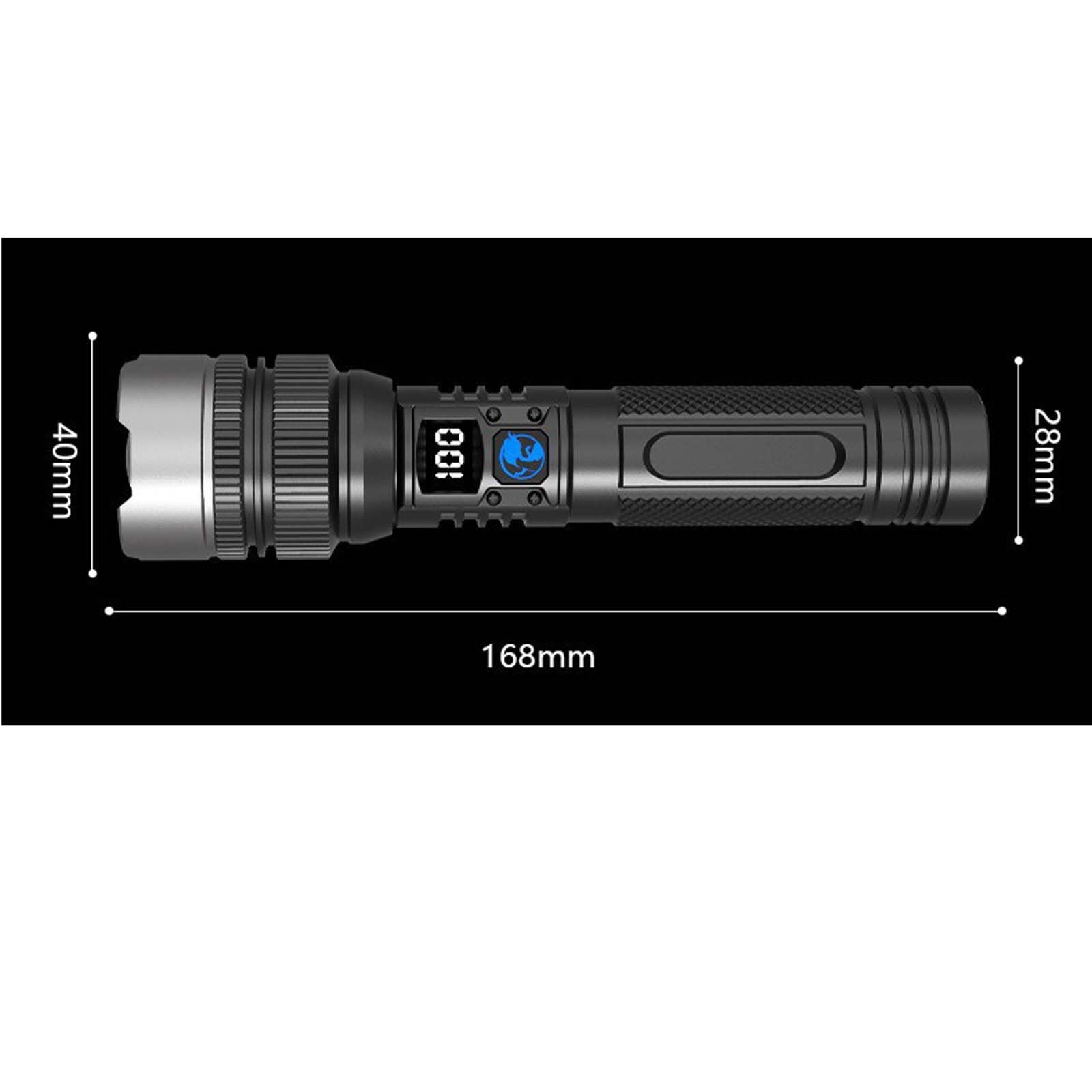 Rechargeable Tactical Flashlights High Lumens - Super Bright LED Powerful Flash Light, Zoomable with LCD Digital Display, 5 Mode, Waterproof, Powerful Tactical Flashlight for Emergencies Camping