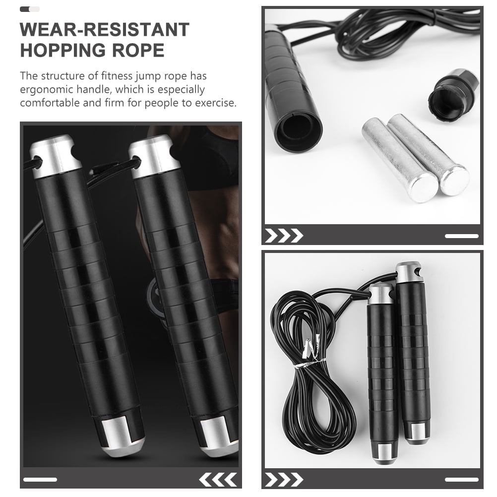 ELAYARD Heavy Duty Fitness Jump Rope Set in Black - and Adjustable for Workout Training