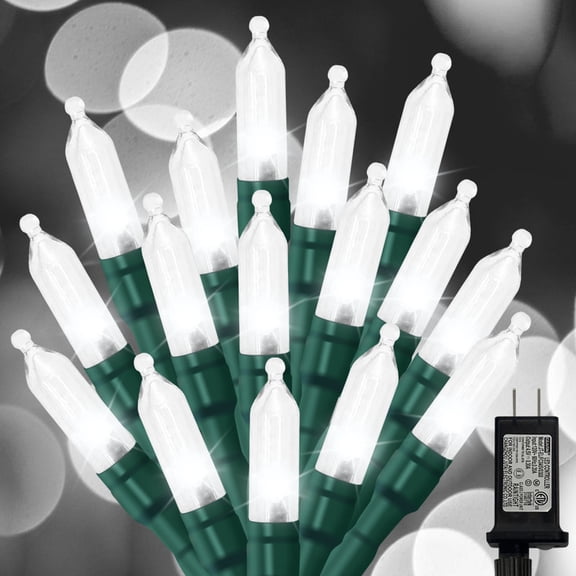 White Christmas Mini Lights, 32.5FT 100 LED Clear Bulbs String Lights with 16 Light Modes, Fairy Lights Plug in for Outdoor Xmas Trees Garland Wreath Holiday Decorations