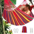 thumbnail image 1 of Fiudx Hamaca de Jardín, Cómoda Cama Colgante de Tela, Diseño Robusto Que Soporta Hasta 300 Kg, Incluye Bolsa de Viaje Portátil, Ideal para Relajarse Al Aire Libre, Ideal para Amantes de La Naturaleza, 1 of 4