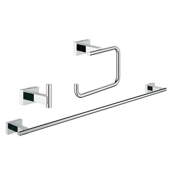 Grohe 40777001 Essential Cube Guest Bathroom Accessory Bundle Set 3 in 1, Chrome