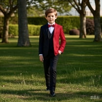 Lycody 3 Piece Boys Formal Slim Fit Suits Teen Casual Tuxedo Suits for Kids Wedding Ring Prom Bearer Outfit with Blazer Multicolor Jacket Pants and Vest 2-20 Years