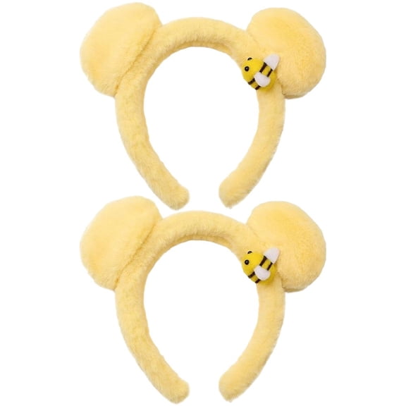 2Pcs Cute Bee Hairband Bear Ears Plush Headband Animal Cosplay Headwear for Women Fashion Styling Accessories