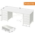 thumbnail image 2 of 60 Inch Computer Desk with 8 Drawers, Home Office Desk with Power Outlets, Work Study Gaming Desk with 8 Fabric Drawers, White, 2 of 9