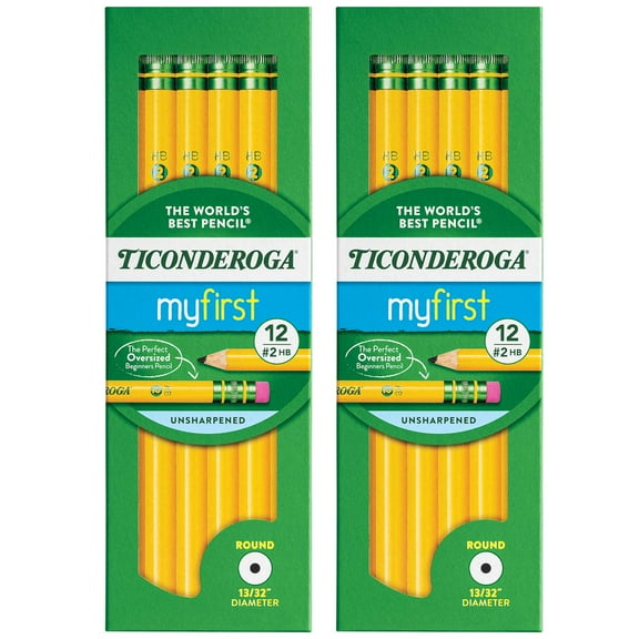 Ticonderoga Beginners Pencils with Eraser, 12 Per Pack, 2 Packs