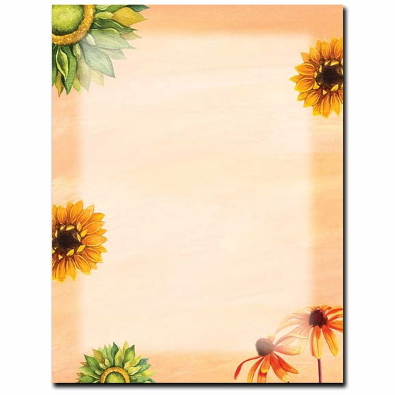Sunny Flowers Letterhead Laser & Inkjet Printer Paper, 25 Sheets