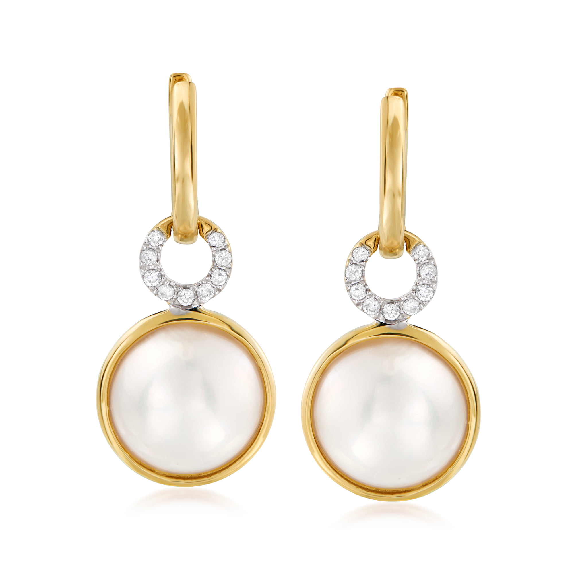 Ross-Simons - Ross-Simons 11mm Cultured Mabe Pearl and .12 ct. t.w ...