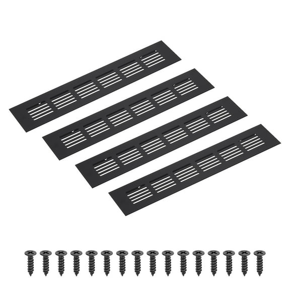 Uxcell 10 x 2 Inch Rectangle Ventilation Grille, 4PCS Aluminum Air Vent Cover, Black