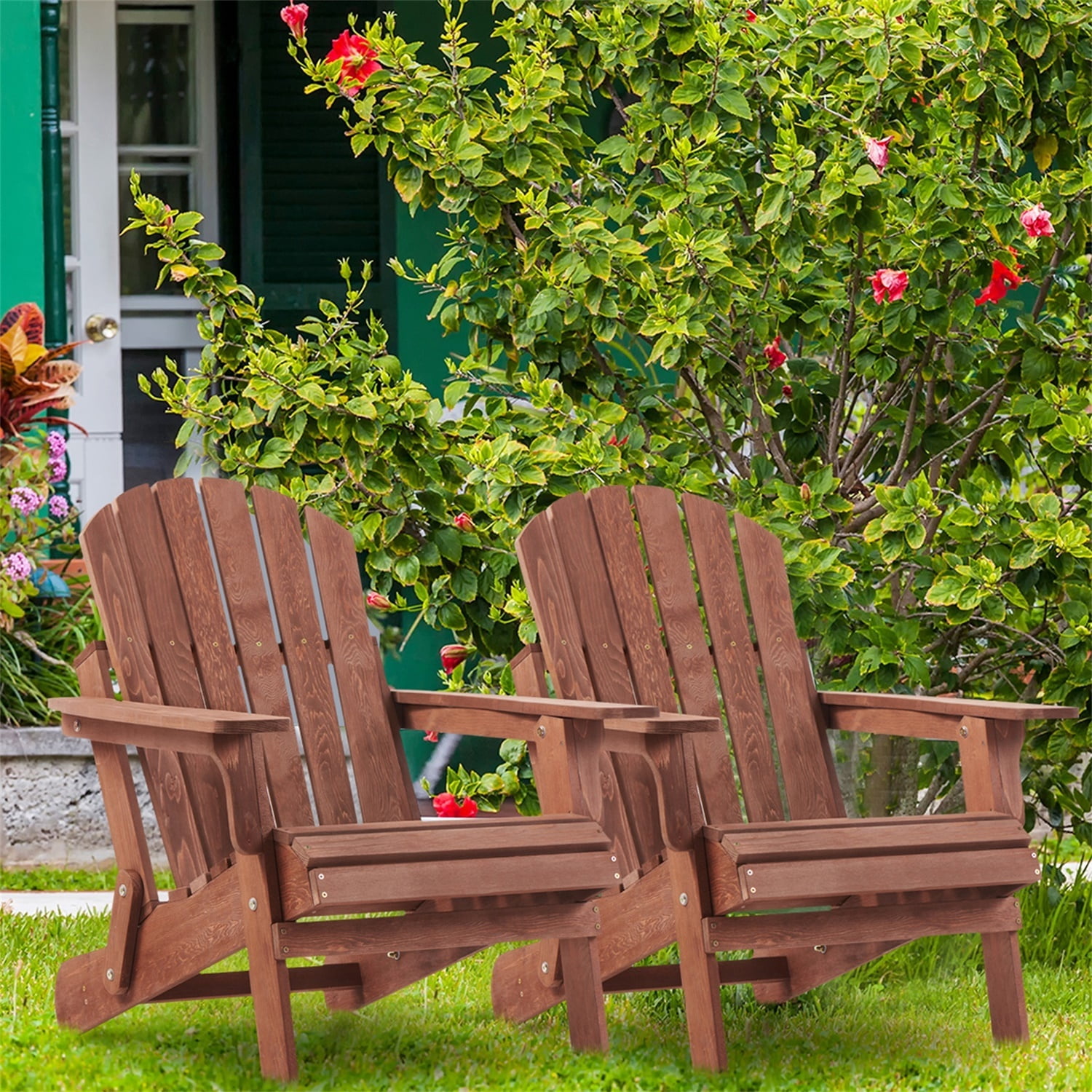 ALvantor Oversize Adirondack Chair Outdoor Wood Folding Adirondack Chair with Pre-Assembled BackRest & SeatBoard for Patio Garden Backyard Coffee