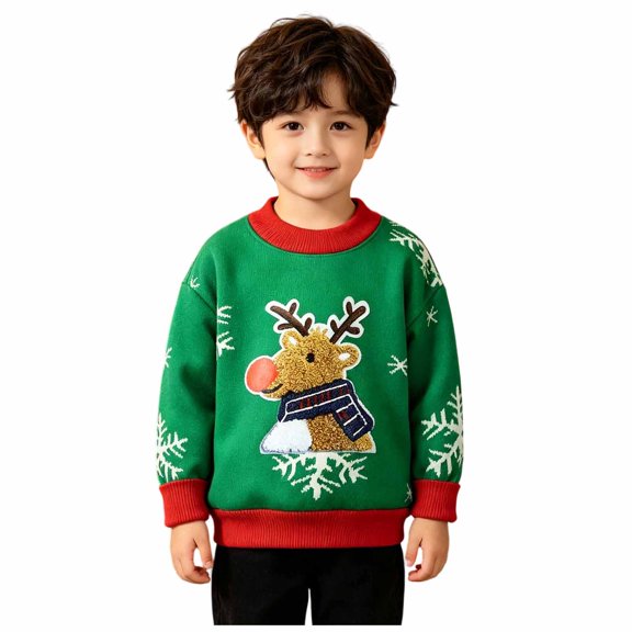 QGJZVUNL Infants Toddler Boys Girls Christmas Sweaters Childrens Cartoon Printed Pullover Sweater for Kids Size 12-18 Months