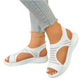 thumbnail image 5 of Domuza Womens Sporty Knit Sandals, Open Toe Slingback Slip-On Shoes, Lightweight Breathable Platform Casual Walking Sandals for 2026 Summer White 9（EU-42）, 5 of 6