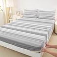 thumbnail image 5 of Castle Fairy Geometric Horizontal Stripe King Sheets 4pcs,Mid Century Thin Line Bedding,Gray Silver White,1 Flat Sheet, 1 Fitted Sheet and 2 Pillowcases, 5 of 7