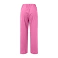 thumbnail image 5 of MNCEKFOD Women's Jeans Lightweight Wide Leg Flowy Culottes Elastic Drawstring High Waisted Baggy Classic Fit Trousers for women 2025 Pink XXL, 5 of 5