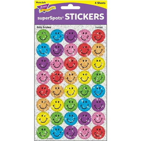 UPC: 0078628463057 | Trend Silly Smiles Colored Super Sport Stickers Blue Red Yellow Green Orange Purple Pink 160 / Pack (Quantity)