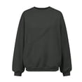 thumbnail image 4 of Chandails d'Automne Grande Taille pour Femmes Mode Décontractée Couleur Unie Poche Col Rond Manches Longues Chandail en Molleton Amusant, 4 of 7