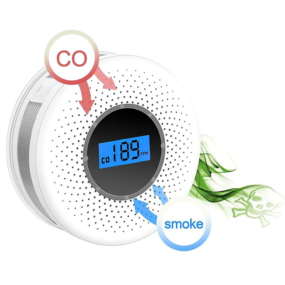 Carbon Monoxide Detector and Smoke Alarm with Voice Warning LCD Digital Display 