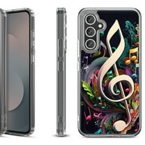 Shockproof Protective Phone Case Cover for Samsung Galaxy S25 FE, by OneToughShield - Music Notes Colorful