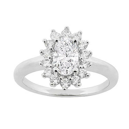 Cate & Chloe Sage 18k White Gold Halo Engagement Ring, Simulated Diamond Ring, CZ Ring, Best Silver Rings for Women, Girls, Wedding Ring, Promise Ring, Bridal Ring MSRP (Best Bridal Registry Items)
